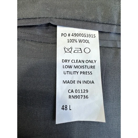 Calvin Klein Mens Charcoal Gray 100% Wool 2 Button Blazer Suit Jacket 48L - Picture 15 of 16